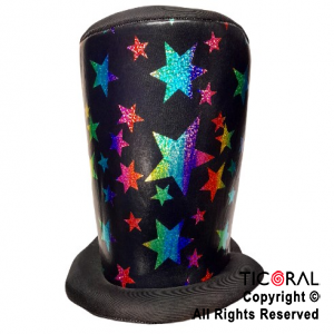SOMBRERO GALERON NEGRO CON ESTRELLAS MULTICOLOR x 1